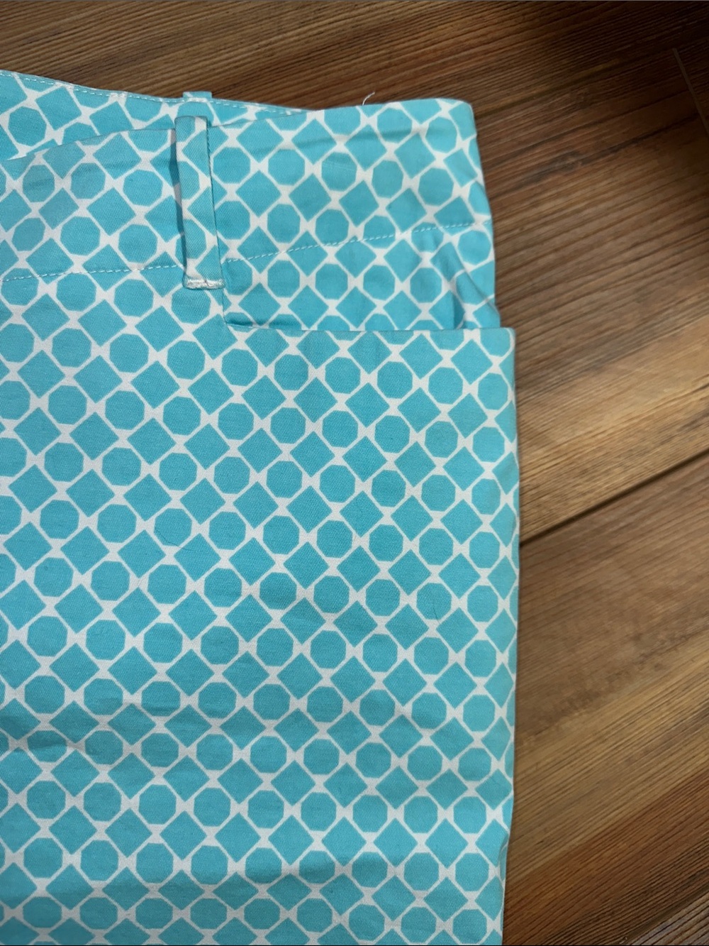 Talbots Aqua & White Geometric Bermuda Shorts - Picture 4 of 6